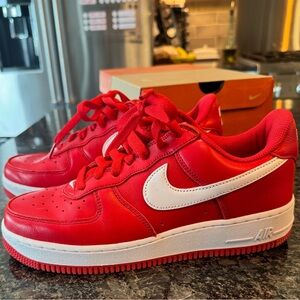 Nike University Red and White Air Force Ones - Men’s 7 - Women’s 8.5